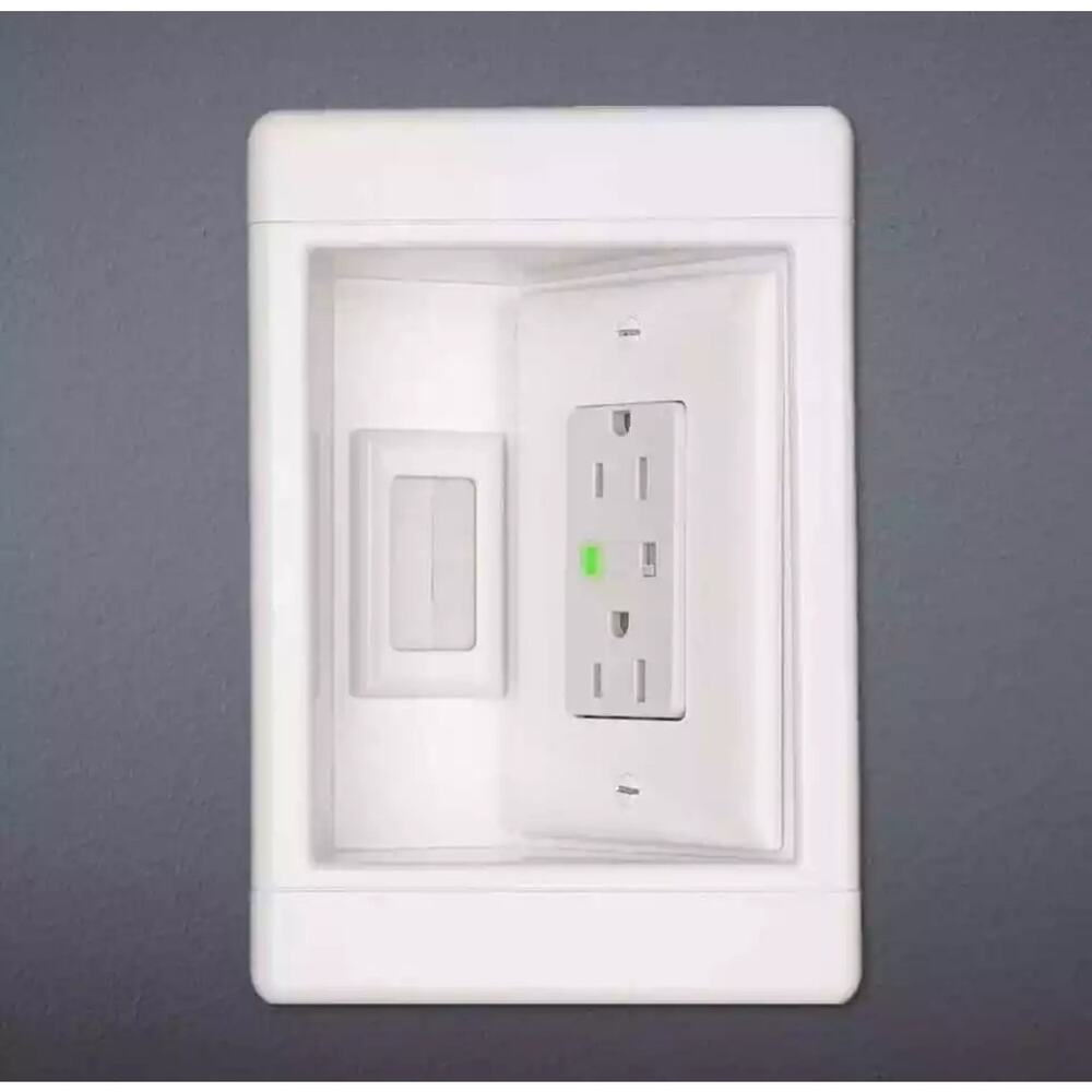 Legrand Pass & Seymour 1 Gang Recessed TV Media Box with Low Voltage Brus, White